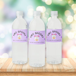 Två Vattenflaskor på Spooky Halloween Birthday Vattenflaskor Etikett