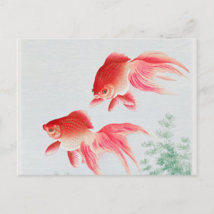 Två veda goldfish-vintage vykort