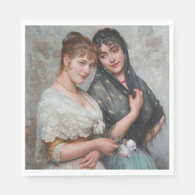 Två venetianska kvinnor pappersservett (Framsidan)