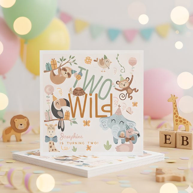Två vild av safaridjur barns födelsedag party pappersservett (Skapare uppladdad)