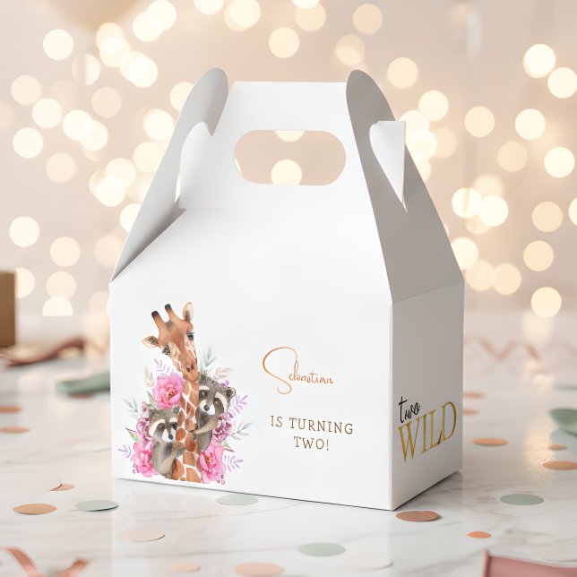 Två vild av safaridjur barns födelsedag party presentaskar (Skapare uppladdad)