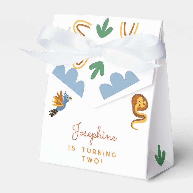 Två vild av safaridjur barns födelsedag party presentaskar (Framsidan Sidan)