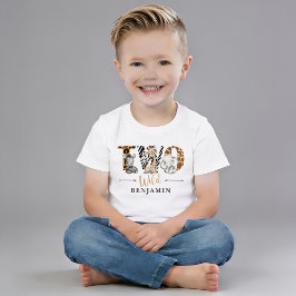 Två vilda 2-års födelsedagsdjungel baby t-shirt