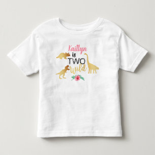 Två vilda dinosauriet flickor 2-årsdag t shirt