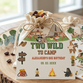 Två vilda för att campa safari Skogsmark 2-årsdag Gåvor Etiketter