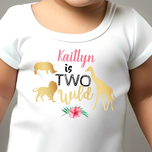 Två vilda jungle safari-flickors 2-årsdag t shirt (Skapare uppladdad)