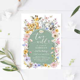 Två vilda vildblomma djur 2-års födelsedagsinbjuda inbjudningar