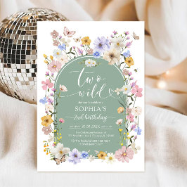 Två vilda vildblomma djur 2-års födelsedagsinbjuda inbjudningar