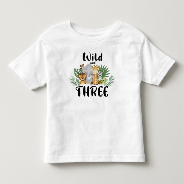 Två Vilder 3:e födelsedagen Jungle Safari Cute T Shirt (Framsida)