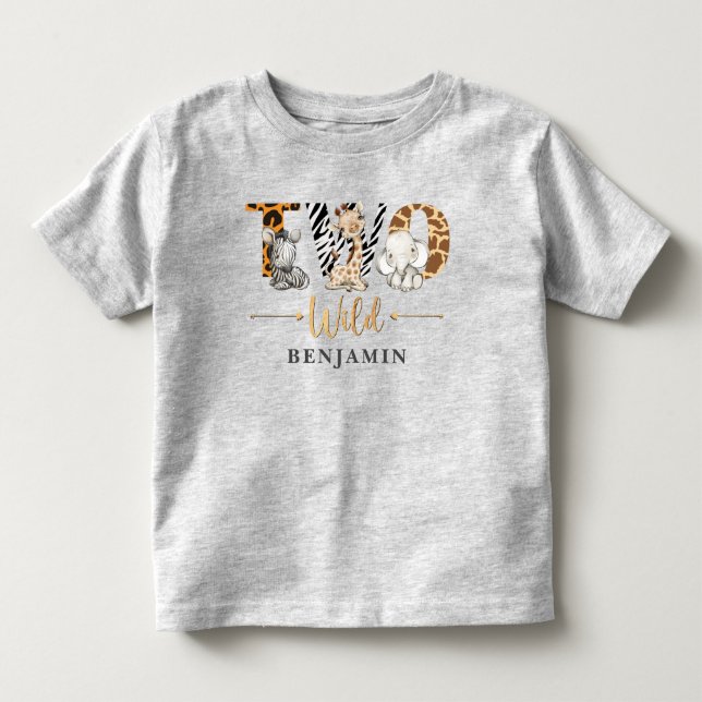 Två Vilder andra födelsedagen Jungle Baby T-Shirt (Framsida)