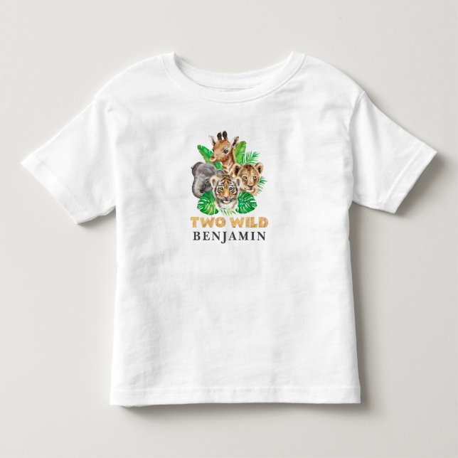 Två Vilder andra födelsedagen Jungle Baby T-Shirt (Framsida)