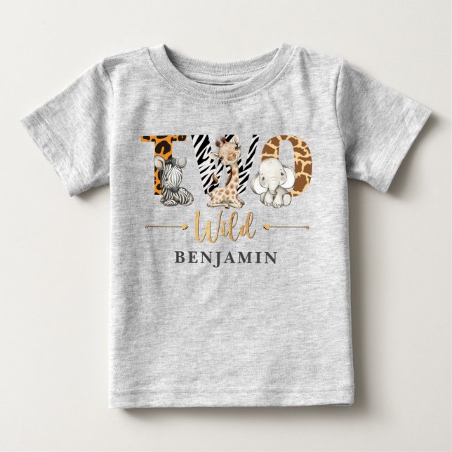 Två Vilder andra födelsedagen Jungle Baby T-Shirt (Framsida)