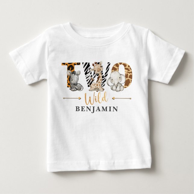 Två Vilder andra födelsedagen Jungle Baby T-Shirt (Framsida)