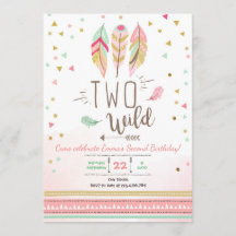 Två Vilder Birthday Girl Girl Rosa Guld 2nd Boho F
