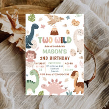 Två Vilder Cute Dinosaur 2:a födelsedagen Party