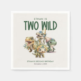 Två Vilder Cute Dinosaur 2:a födelsedagen Party Pappersservett