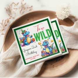 Två Vilder Dino Party Boy Dinosaur 2:a födelsedage Pappersservett