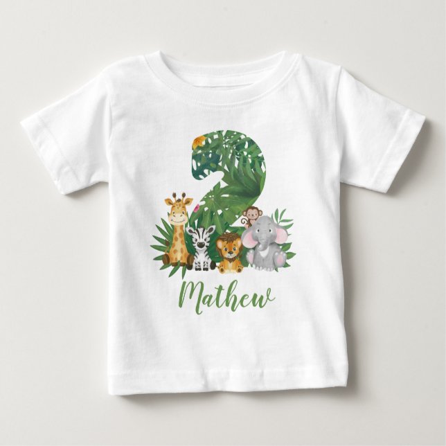 Två Vilder En andra födelsedagen Jungle Safari T-s T Shirt (Framsida)
