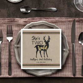 Två Vilder Girls Woodland Hjort 2:a födelsedagen Pappersservett