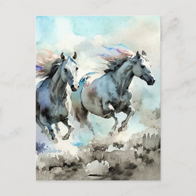 Två Vilder i Tävling mot Vinden Vykort (Framsida)