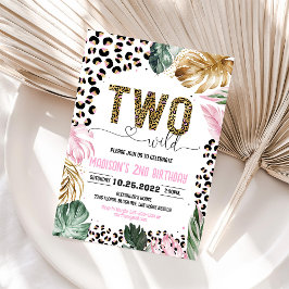 Två Vilder leopard Skriv ut jungle Birthday Inbjudningar