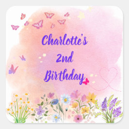 "Två Vilder och Fullt av " födelsedagstorgssymbole Fyrkantigt Klistermärke