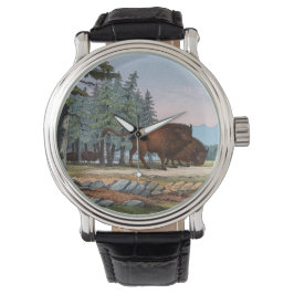 Två vilder oxen. Färgad litografi Armbandsur