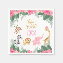 TVÅ VILDER - Rosa Safari Girl's Second Birthday Pappersservett
