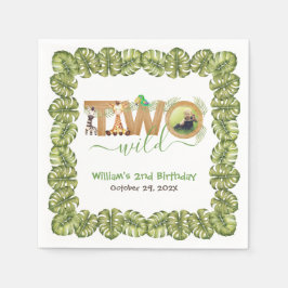 Två Vilder Safari Animals andra födelsedag Party F Pappersservett