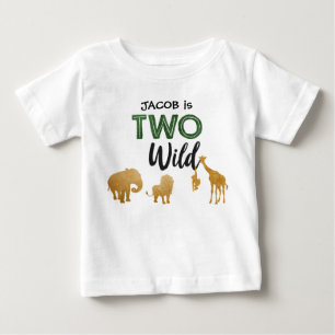 Två Vilder Safari Animals Party Boy 2:a födelsedag T Shirt