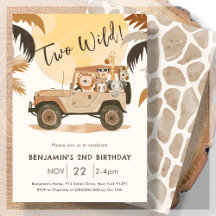 Två Vilder Safari Jungle Animals 2:a födelsedagen
