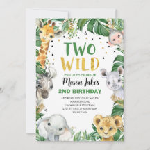 TVÅ VILDER Safari Jungle Animals 2:a födelsedagen