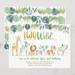 Två Vilder Safari Jungle Birthday Inbjudningar