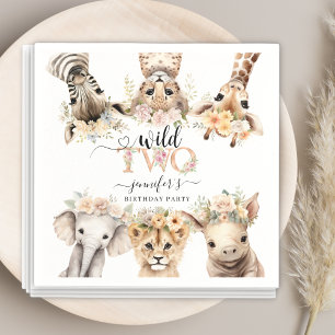Två Vilder Safari Jungle Girl 2 Birthday Napkins Pappersservett