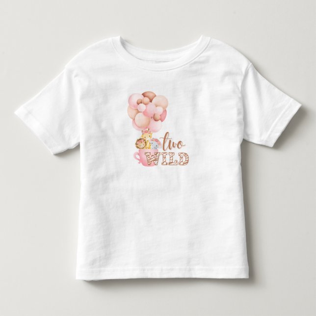 Två Vilder Safari Jungle Theme 2:a födelsedagen T Shirt (Framsida)