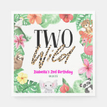 Två Vilder Tropiska djur Andra födelsedag Party