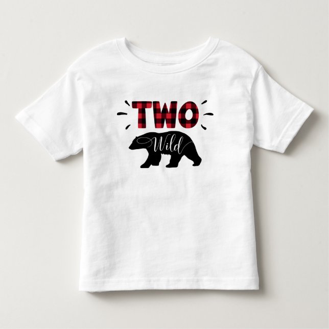 Två Vilder Woodland Bear Plaid Flannel T-Shirt (Framsida)