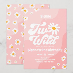 Två Vilders andra födelsedag Party Boho Blommigt D Inbjudningar