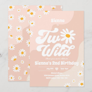 Två Vilders andra födelsedag Party Boho Blommigt D Inbjudningar