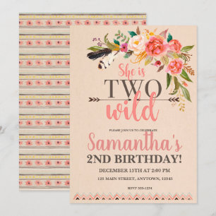 Två Vilders inbjudan till Boho Chic Birthday