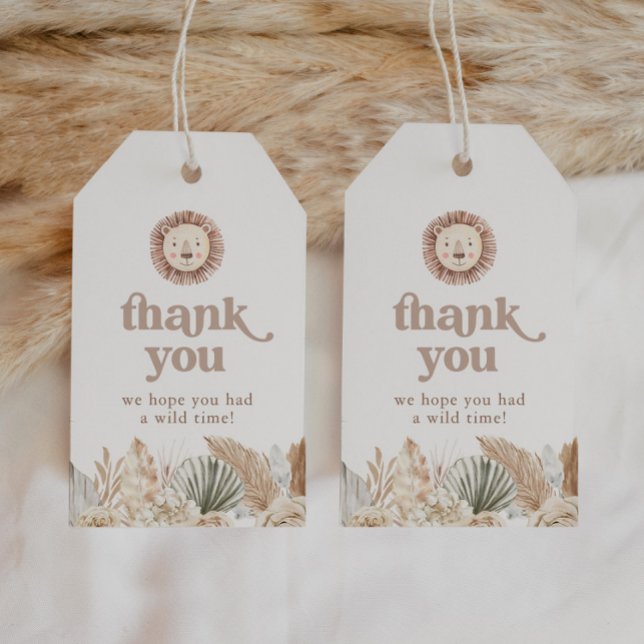Två Vilders Neutralt Löv födelsedag Tack Presentetikett (Zazzle Two Wild Neutral Leaves Birthday Thank You Gift Tags)