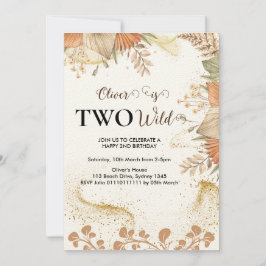 Två vilders vild blomma Andra födelsedag Inbjudningar