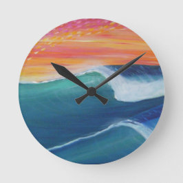 Två vinkara orangen himmel rund klocka