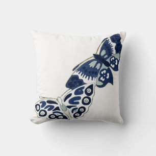 Två Vintagar blå fjärilar Kudde