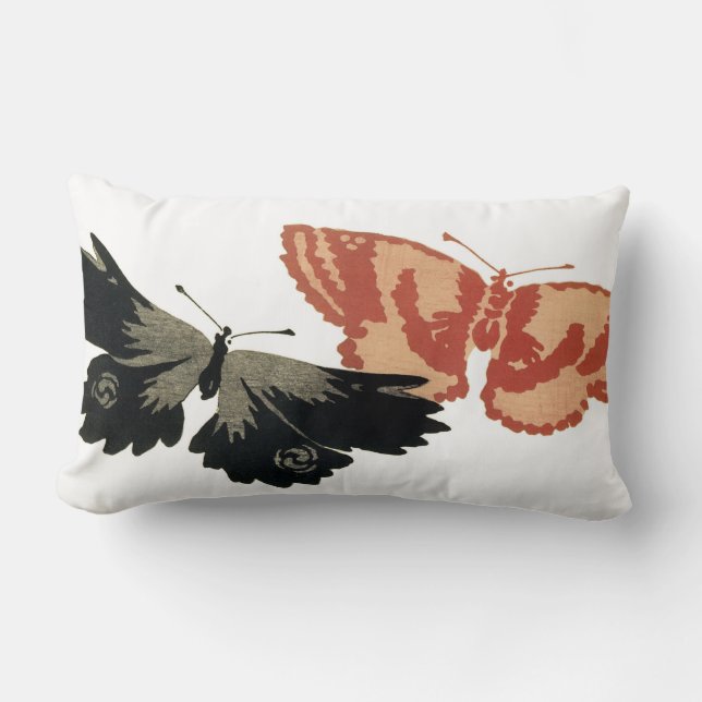 Två Vintage Butterflies Lumbarkudde (Framsida)