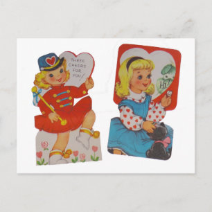 Två vintagevalentines i en helg vykort