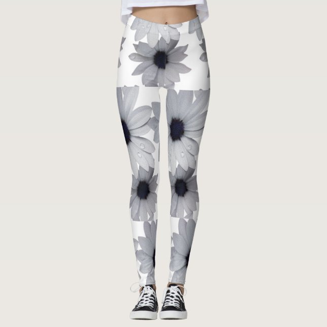 två vita blommor leggings (Framsida)