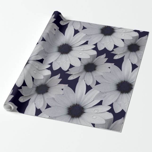 två vita blommor presentpapper (Utrullad)