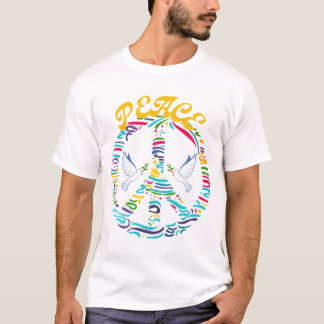 Två vita dukar som flyger innanför en Fredstecken T Shirt