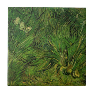 Två vita fjärilar av Vincent van Gogh Kakelplatta